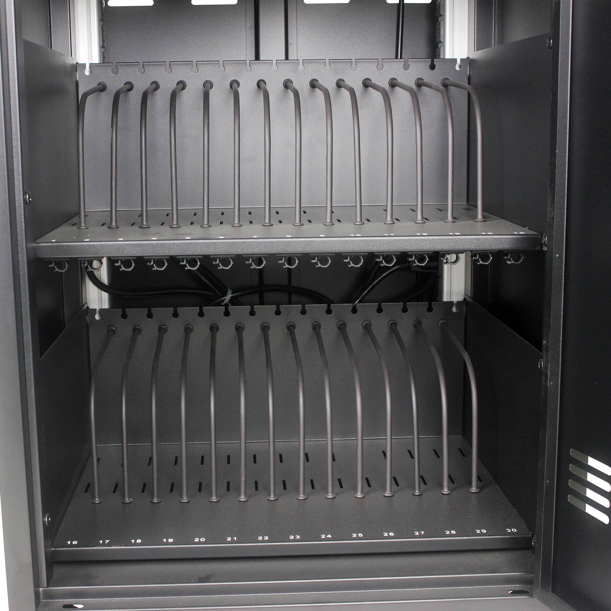 Back. Spaco - 32-Bay Mobile Charging Cart for Tablets, Laptops, with Power Strip, Fast Assembly - White.