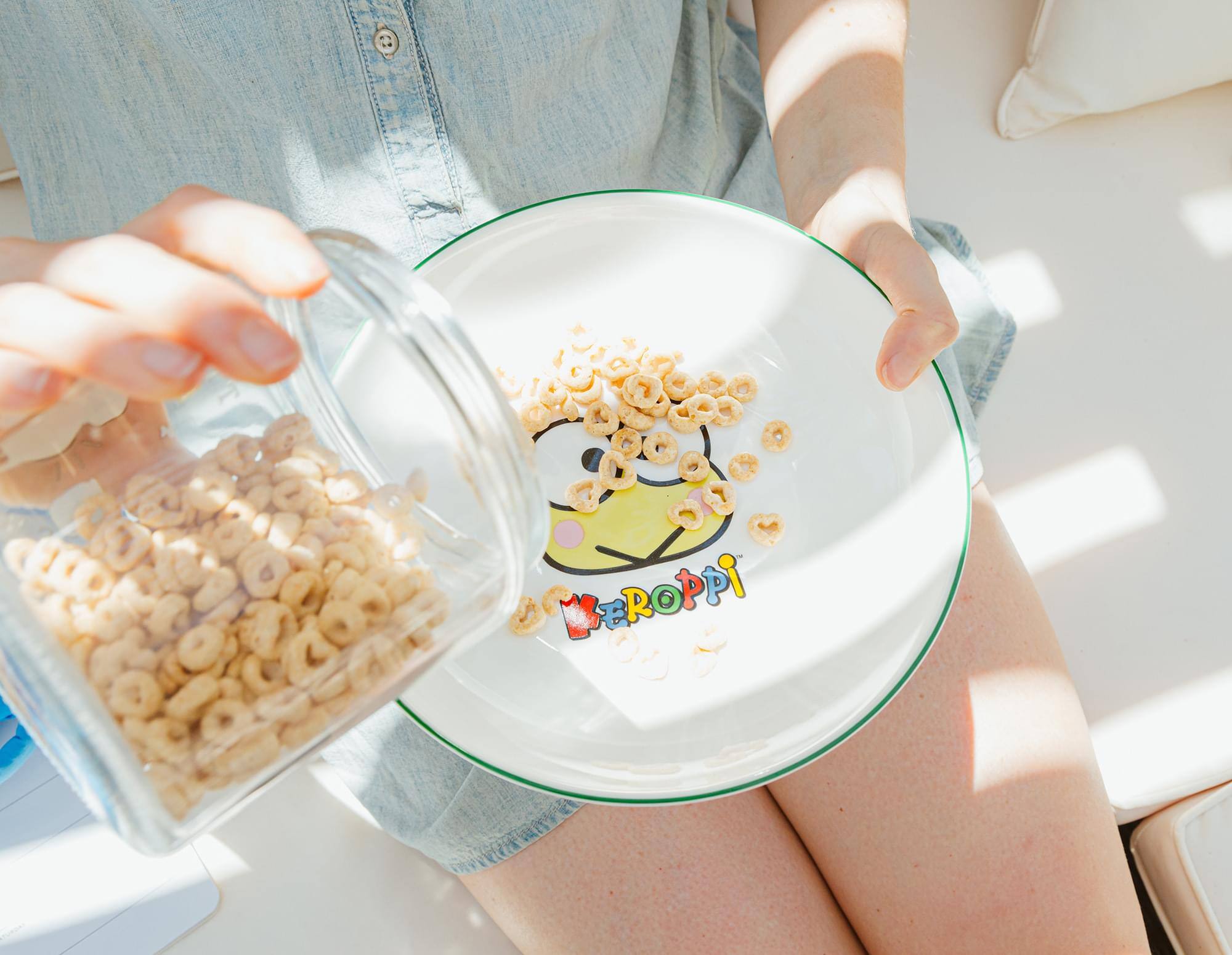 Alt View 5. Silver Buffalo - Sanrio Keroppi Snacks 9-Inch Ceramic Coupe Dinner Bowl - White.