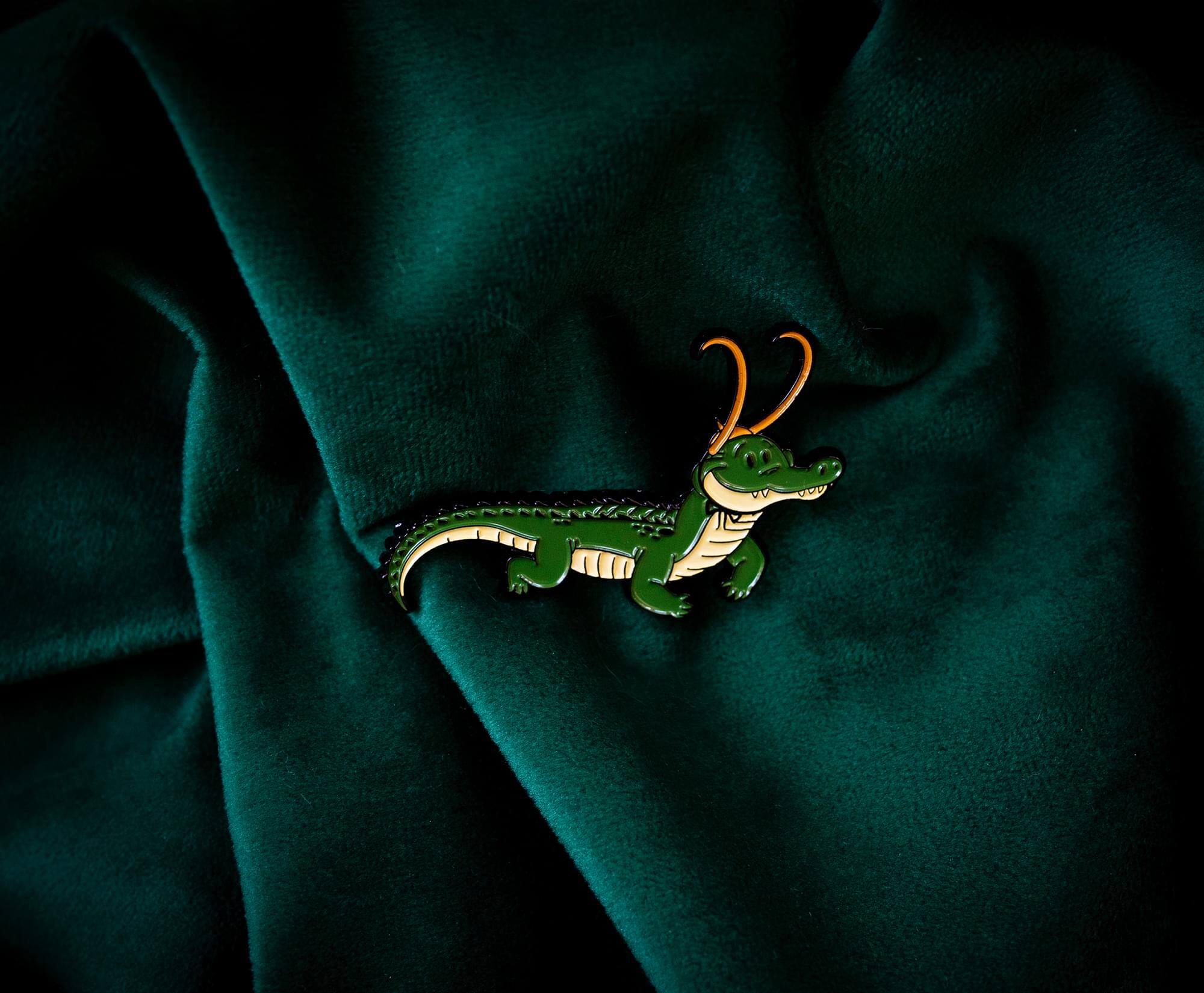 Alt View 4. SalesOne LLC - Marvel Studios Loki Alligator with Crown Collectible Enamel Pin - Green.