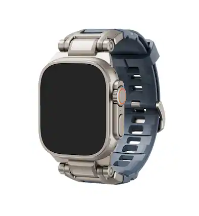 Front. Dexnor - Band for Apple Watch Ultra 2/1 49mm, Series 10 46mm, 9/8/7 45mm, SE2/SE/6/5/4 44mm, 3/2/1 42mm Rugged Metal Connector - Navy Blue.