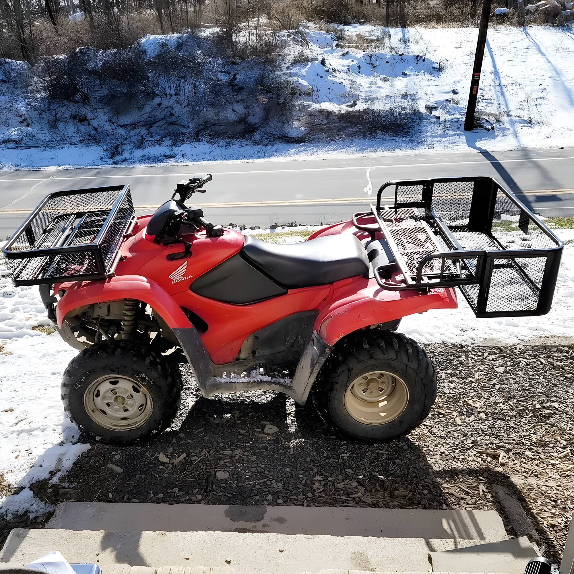 Alt View 3. Titan Ramps - Titan Ramps Universal ATV/UTV Rear Drop Cargo Basket Rack with 150 lb. Capacity - Black.