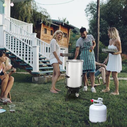 Alt View 9. Winado - Deep Turkey Fryer 50QT Gas Propane Stock Pot Cooker Rack Corn Lobster for Outdoor Camping - Sliver.