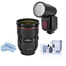 Bundle - Canon - EF 24-70mm f/2.8L II USM Lens, with Flashpoint Zoom Li-on X R2 TTL Flash Speedlight, Cleaning Kit, Cleaning