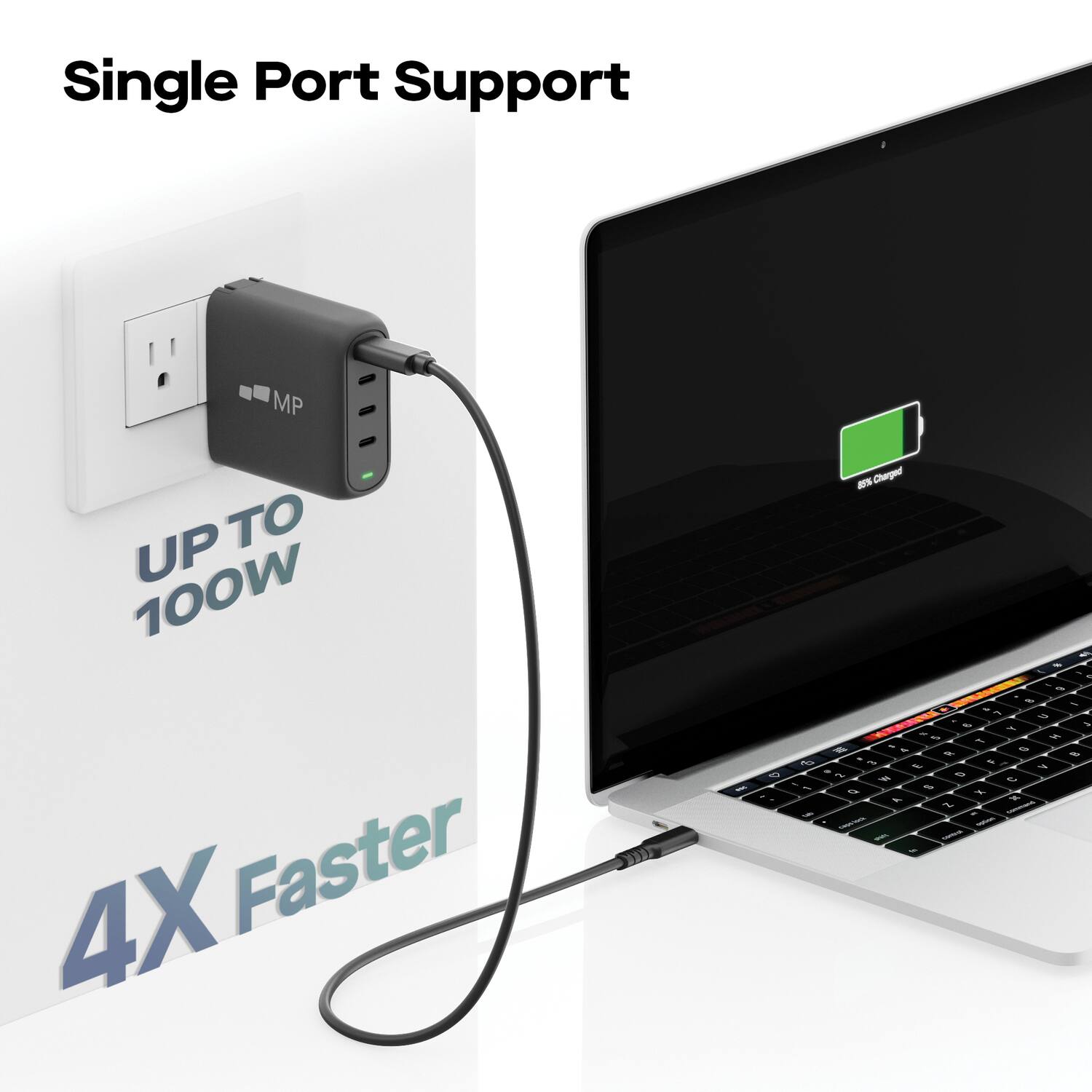 Single Port Support MP TO UP 100W 4X Faster - 2S Charged