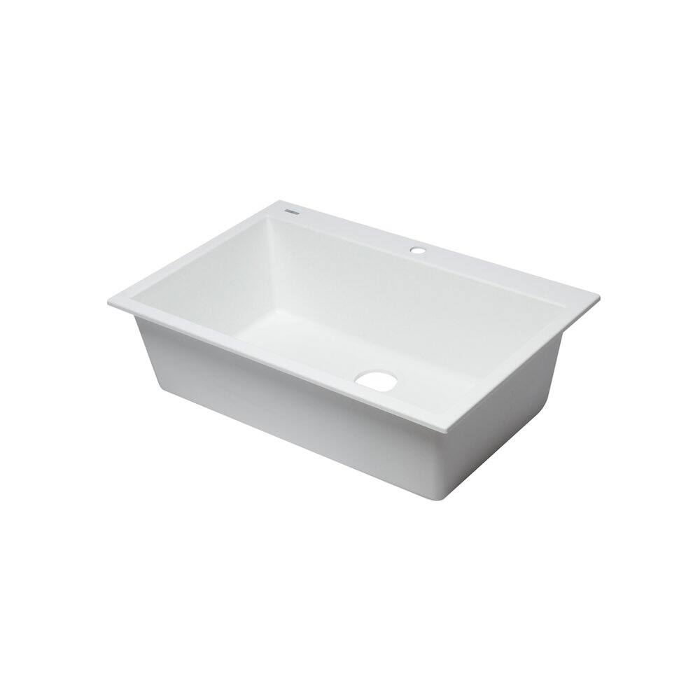 Alt View 6. Alfi - ALFI brand White 33 Single Bowl Drop In Granite Composite Kitchen Sink - White.