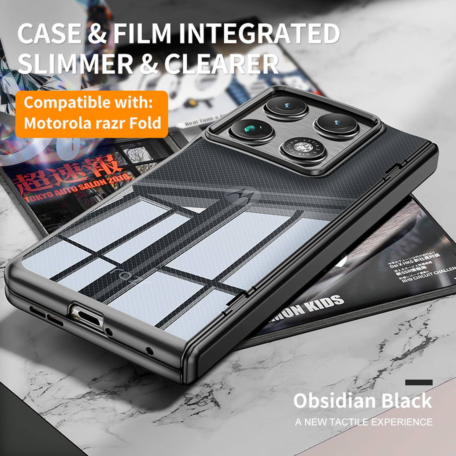 CASE & FILM INTEGRATED SLIMMER & CLEARER

Compatible with: Motorola razr Fold

TOKYO AUTO SALON 2018

Beal Tune ON

KIDS TEPP

DElXHESRELENG

HKS

DalX

A S

CHALLEN

1-13

CIACUIT

Obsidian Black

A NEW TACTILE EXPERIENCE