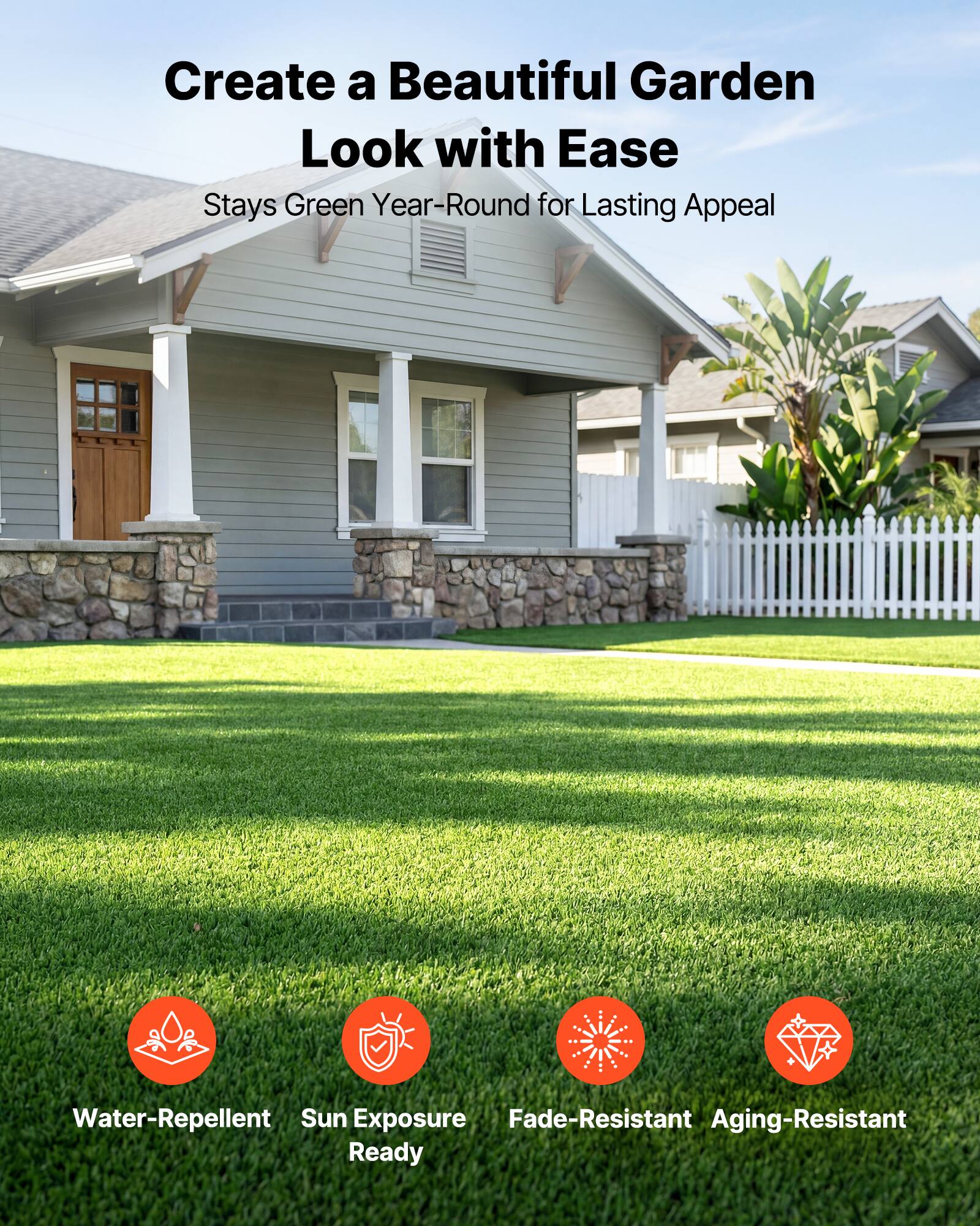 Create a Beautiful Garden Look with Ease  
Stays Green Year-Round for Lasting Appeal  

- Water-Repellent  
- Sun Exposure Ready  
- Fade-Resistant  
- Aging-Resistant
