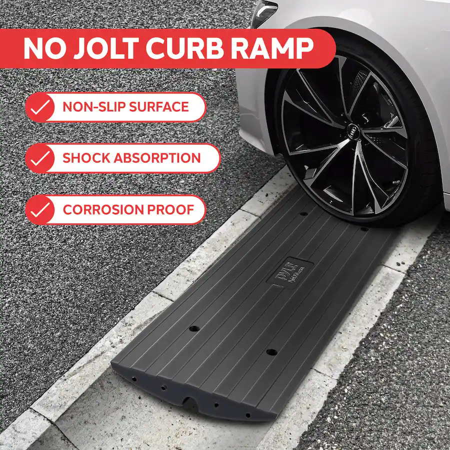 Pyle 4ft Rubber Curb Ramp – Heavy Duty Ramp for Cars, Trucks, Scooters ...