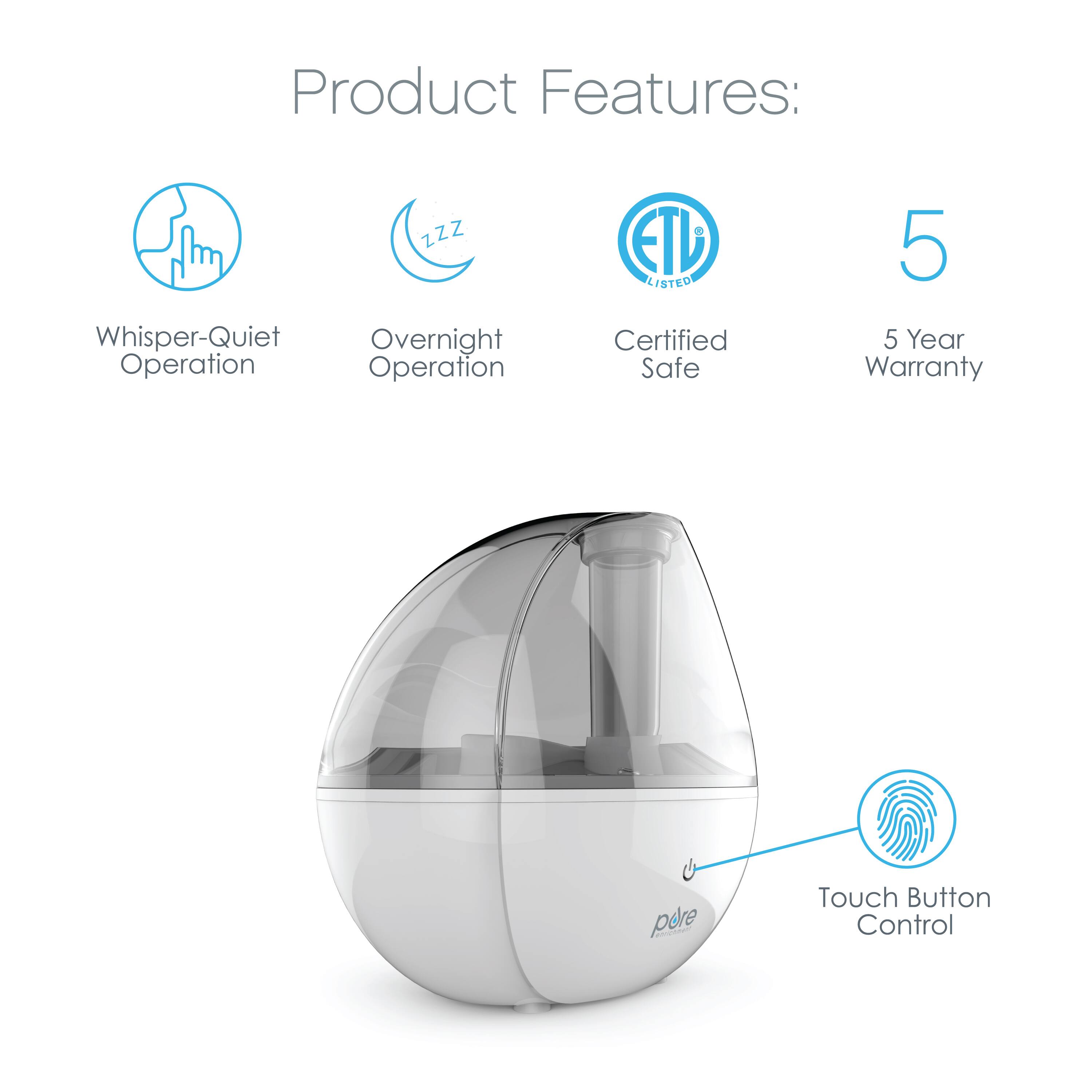 Alt View 11. Pure Enrichment - Ultrasonic Cool Mist Humidifier with Optional Night Light - White.