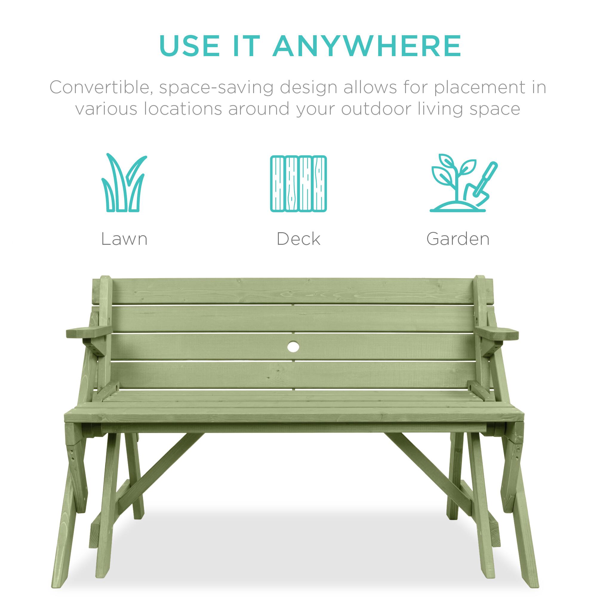 USE IT ANYWHERE

Convertible, space-saving design allows for placement in various locations around your outdoor living space

Lawn  
Deck  
Garden