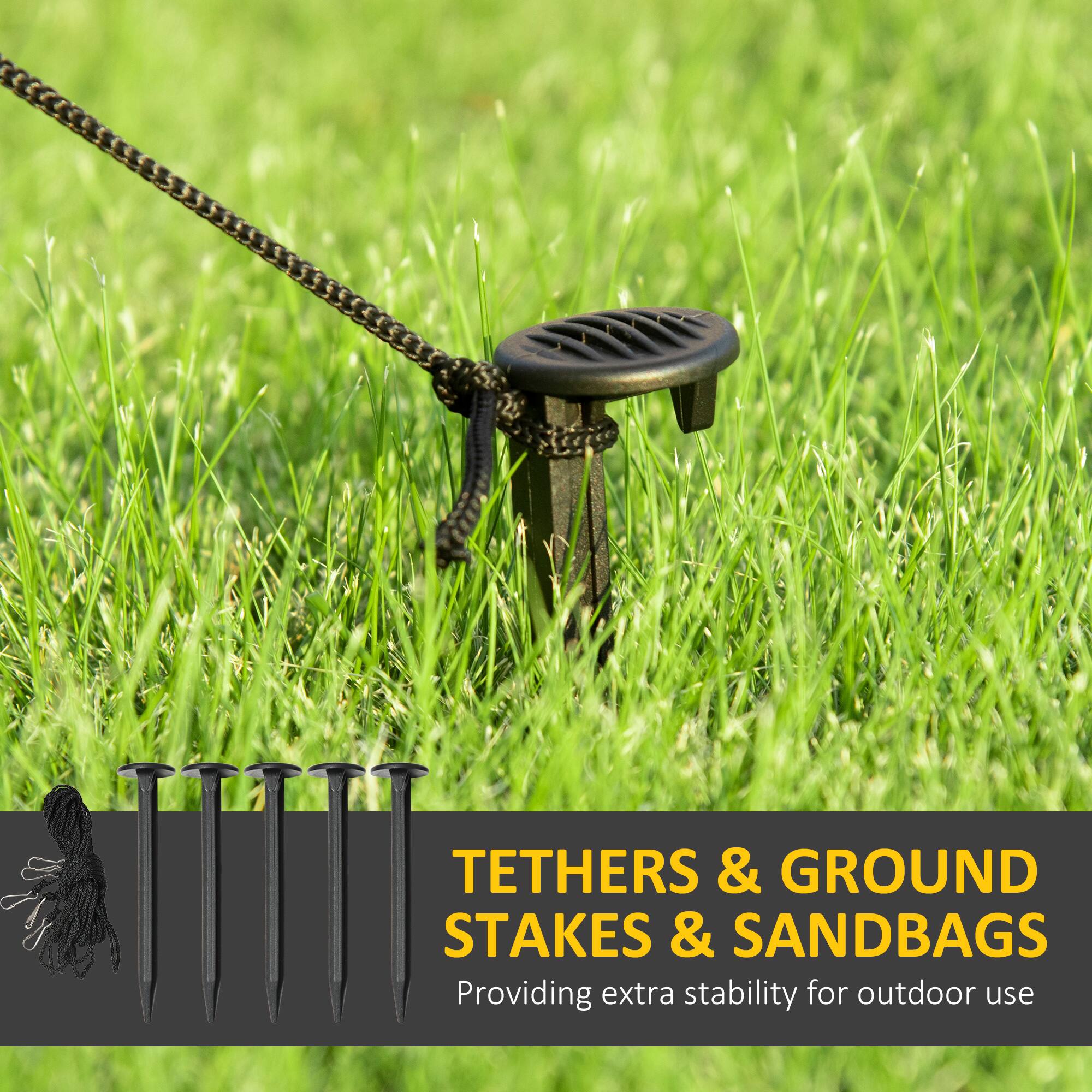 Tethers & Ground Stakes & Sandbags: Providing extra stability for outdoor use.