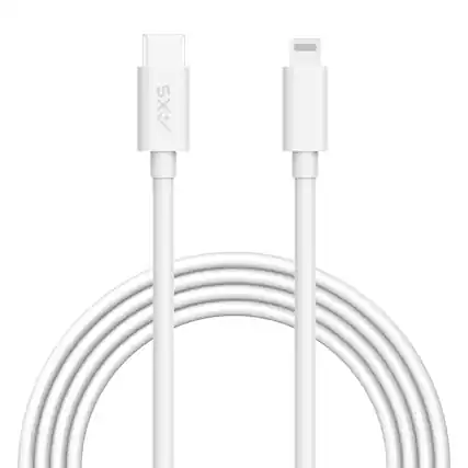 Front. AXS - PROCharge USB-C to Lightning Cable 4FT - White.