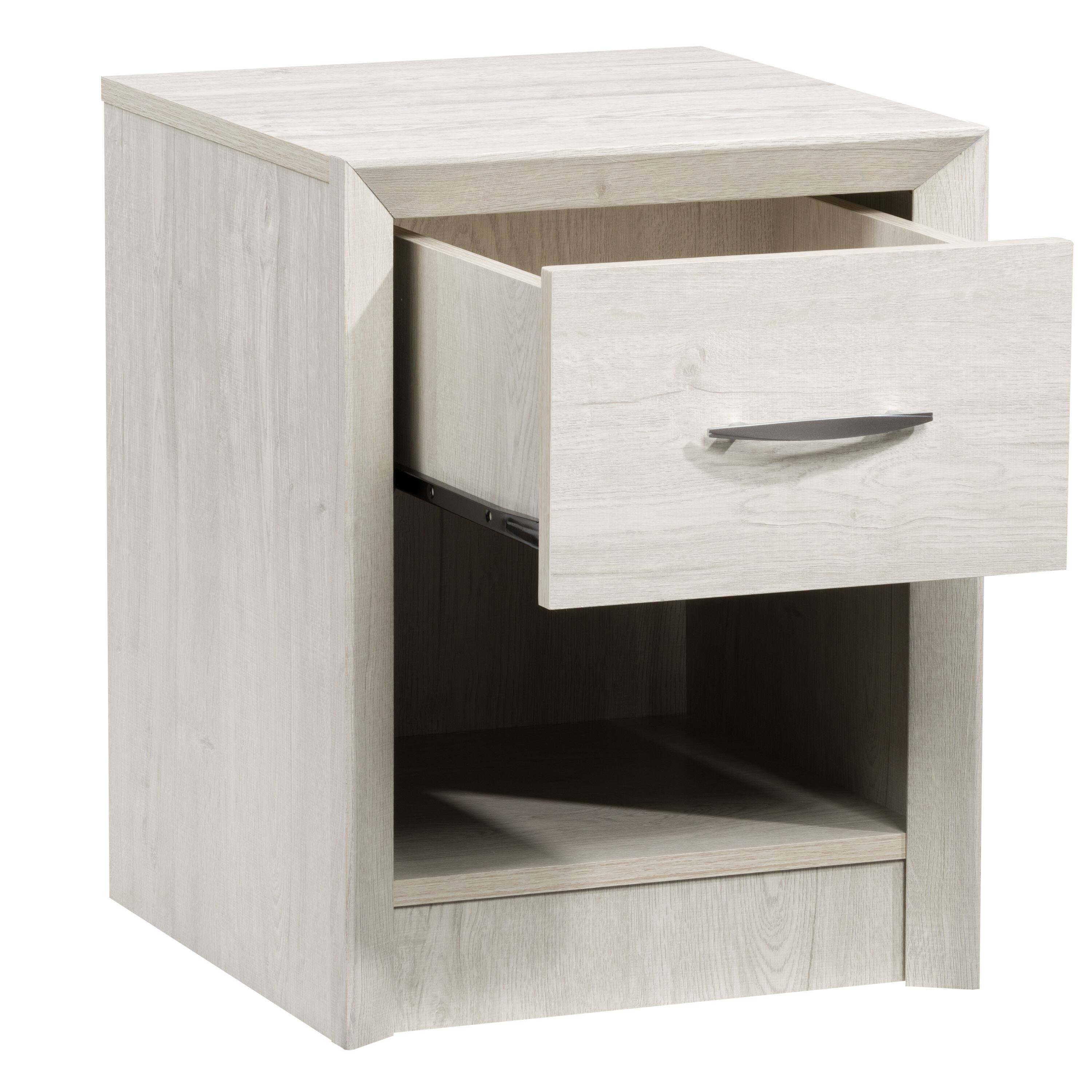 Alt View 12. CorLiving - Newport 1 Drawer Nightstand - White Washed Oak.