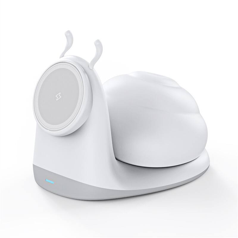 Front. RISOKEYS - Power Adapter - Magnetic Wireless Charging Stand for Phone - Snail Pat Pat Lamp, MagSafe 15W Wireless Charger.