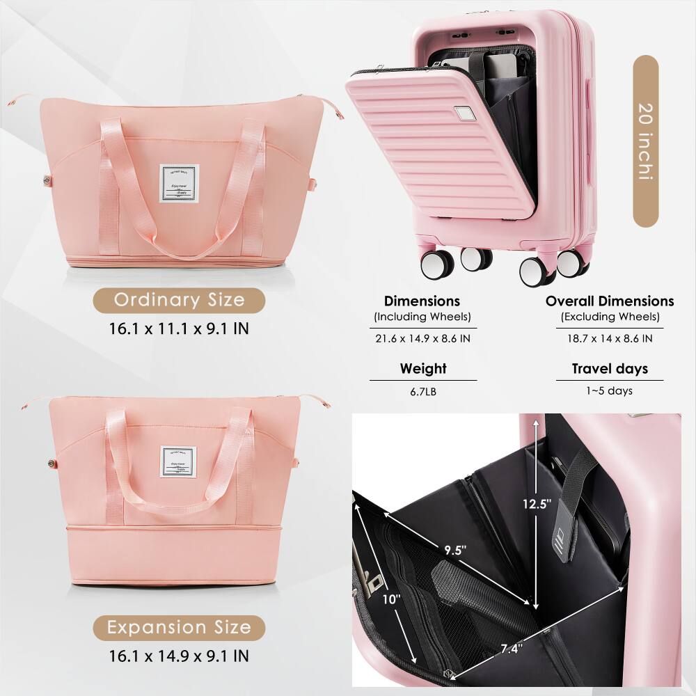 - 20 inch
- Ordinary Size: 16.1 x 11.1 x 9.1 IN
- Dimensions (Including Wheels): 21.6 x 14.9 x 8.6 IN
- Overall Dimensions (Excluding Wheels): 18.7 x 14 x 8.6 IN
- Weight: 6.7LB
- Travel days: 1-5 days
- Expansion Size: 16.1 x 14.9 x 9.1 IN
- 12.5" 9.5" 10" 7.4"