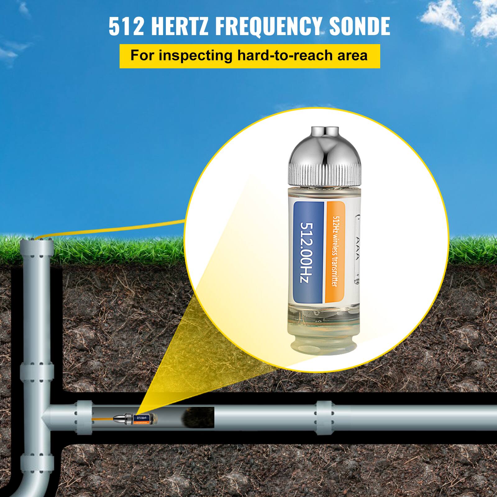 512 HERTZ FREQUENCY SONDE  
For inspecting hard-to-reach area  
512.00Hz  
512Hz wireless transmitter  
KKR