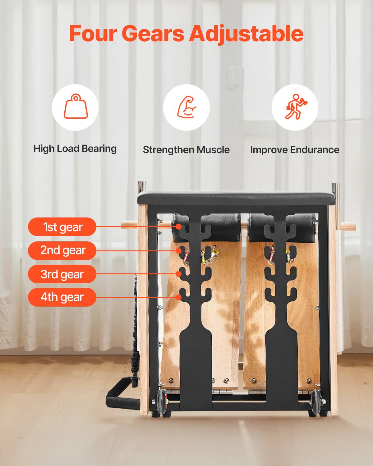 Four Gears Adjustable

High Load Bearing  
Strengthen Muscle  
Improve Endurance  

1st gear  
2nd gear  
3rd gear  
4th gear