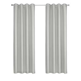 Commonwealth Home Fashions - Thermaplus 100% Polyester Glacier Balance Temperature Solid Faux Silk Blackout Grommet Curtain Panel 52" x 95" - Silver