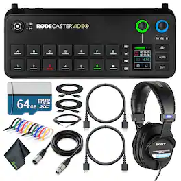 RODE - RODECaster Video All-in-One Production Console + Studio Headphones + More (Bundle)