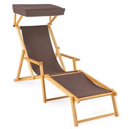 Boyel Living - Adjustable Canopy Birch Wood Chaise Lounge Chair 55.0-in W x 24.5-in H x 67.0-in D - Brown