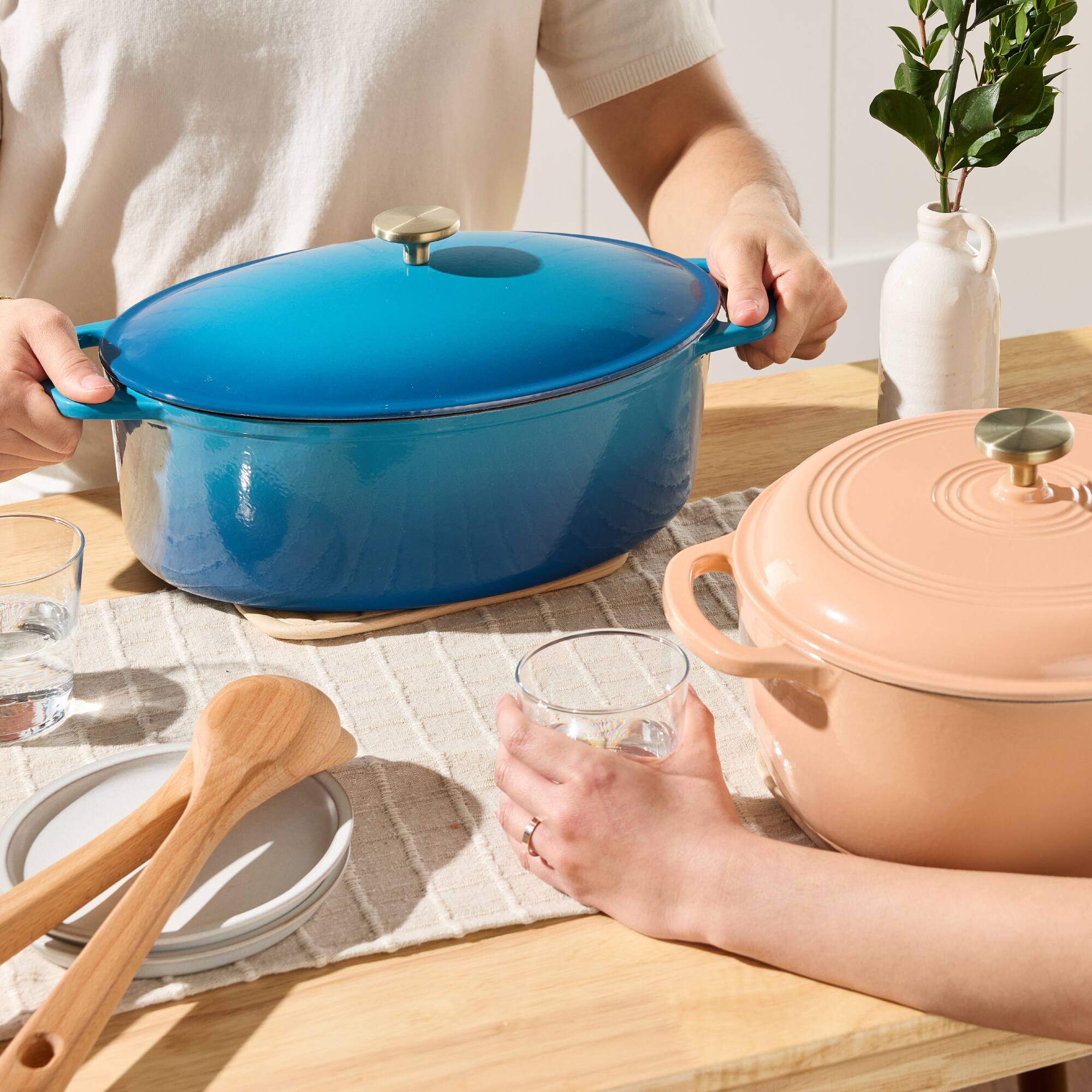 Alt View 4. Best Choice Products - Best Choice Products Oval 7.5 Quart Cast-Iron Dutch Oven, Heavy-Duty w/ Enamel, Side Handles - Blue - Blue.