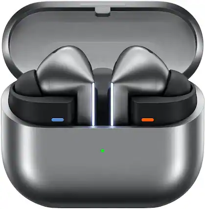 Front. Samsung - Samsung Galaxy Buds3 Pro Wireless Earbud Headphones - Silver (International Version) - Silver.