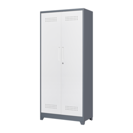 Forest'nSky - 72" Gray & White Metal Locking Storage Cabinet - Adjustable Shelves for Cleaning Tools, Office, Shop - White&Grey
