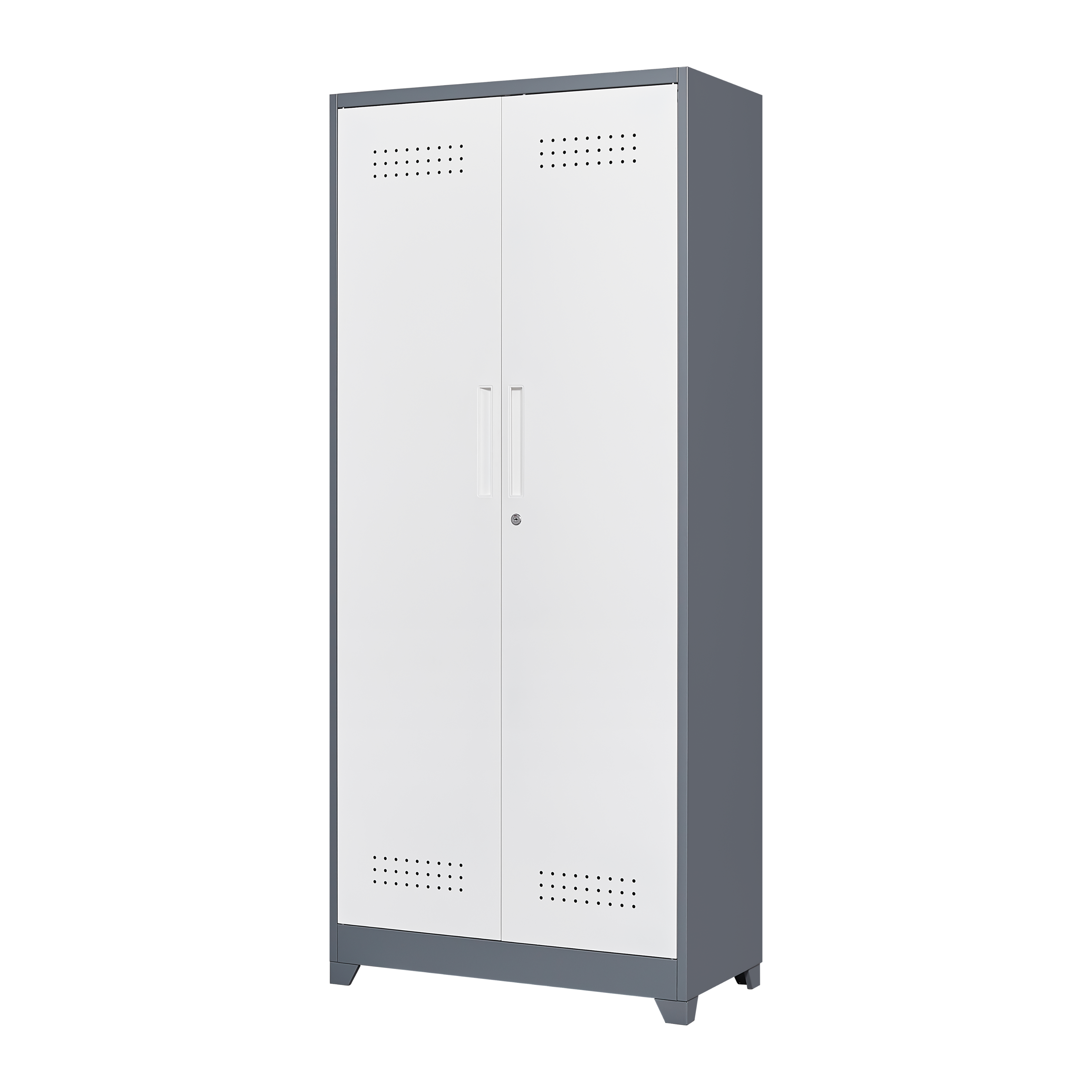 Front. Forest'nSky - 72" Gray & White Metal Locking Storage Cabinet - Adjustable Shelves for Cleaning Tools, Office, Shop - White&Grey.