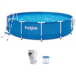 Funsicle - 15' x 36" Outdoor Activity Round Frame Above Ground Swimming Pool Set - Blue