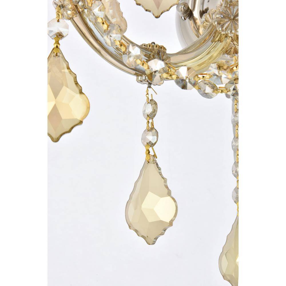 Alt View 2. Elegant Lighting - Maria Theresa 3 light Golden Teak Wall Sconce Golden Teak - Golden Teak.