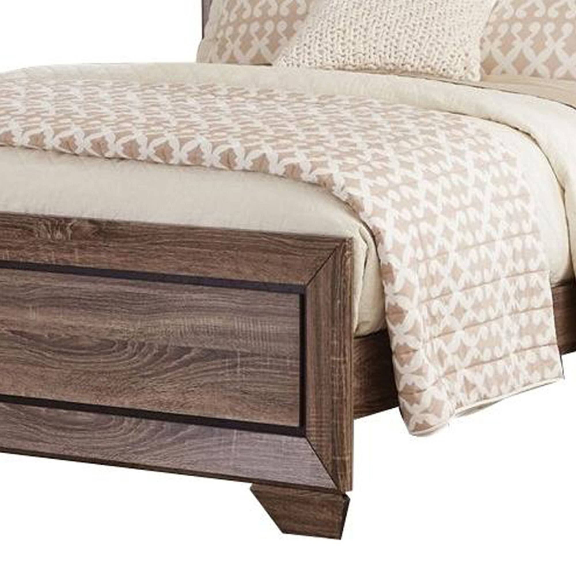Alt View 2. Manhattan Lane - Transitional Style California King Bed with Plank Headboard - Brown.