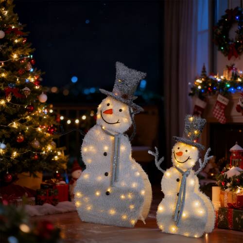 Alt View 7. Winado - 2 PCS Lighted Christmas Snowman 2D with Top Hat for Christmas Holiday Decoration - White.