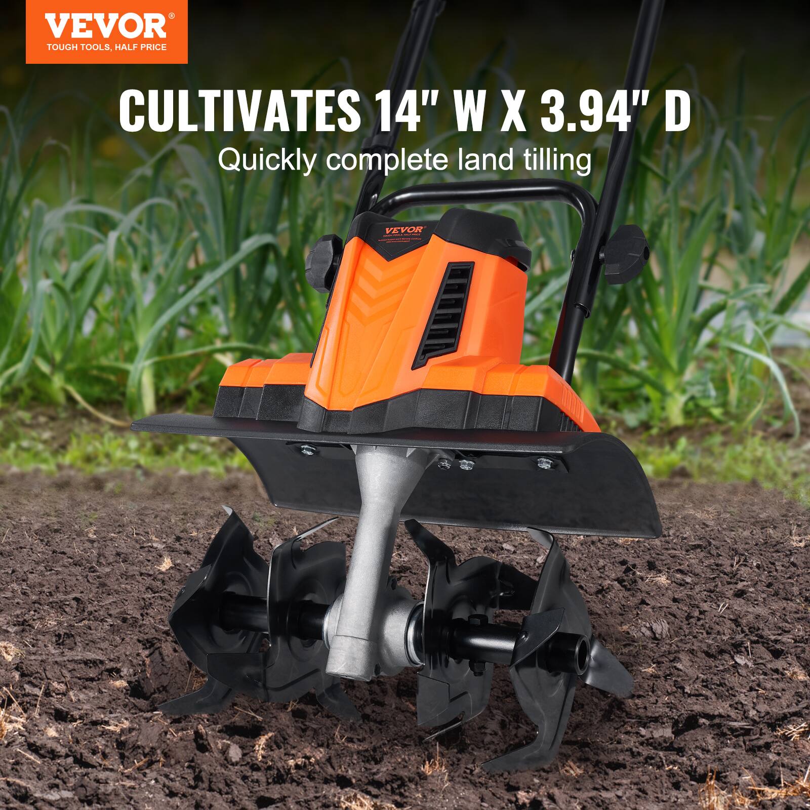 VEVOR TOUGH TOOLS, HALF PRICE CULTIVATES 14" W X 3.94" D Quickly complete land tilling VEVOR