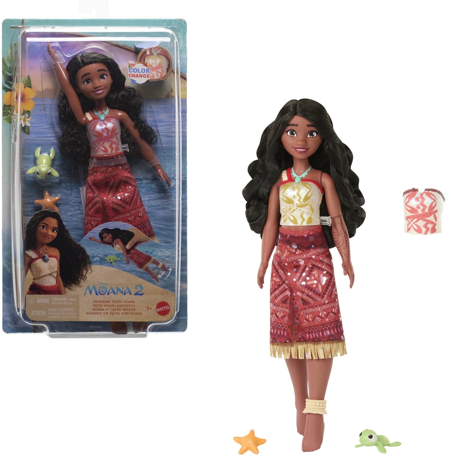 Mattel - Disney Moana 2 Swimming Tautai Moana Doll - COLLECTIBLES - Multicolor