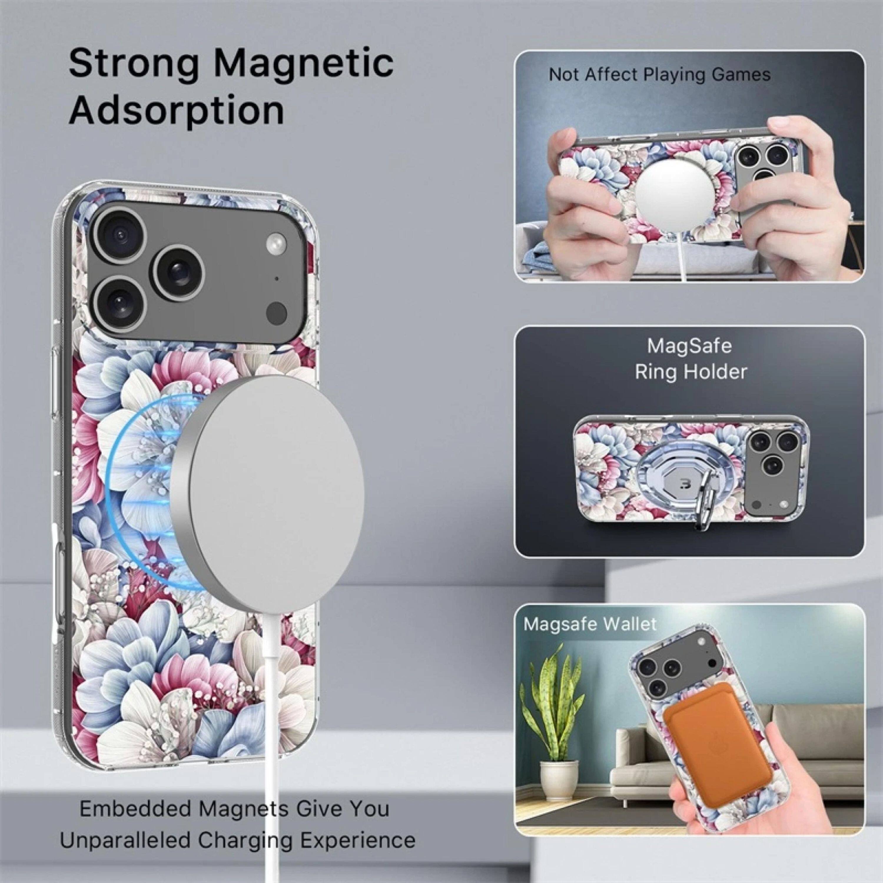 Strong Magnetic Adsorption  
Not Affect Playing Games  
MagSafe Ring Holder  
Embedded Magnets Give You Unparalleled Charging Experience  
Magsafe Wallet