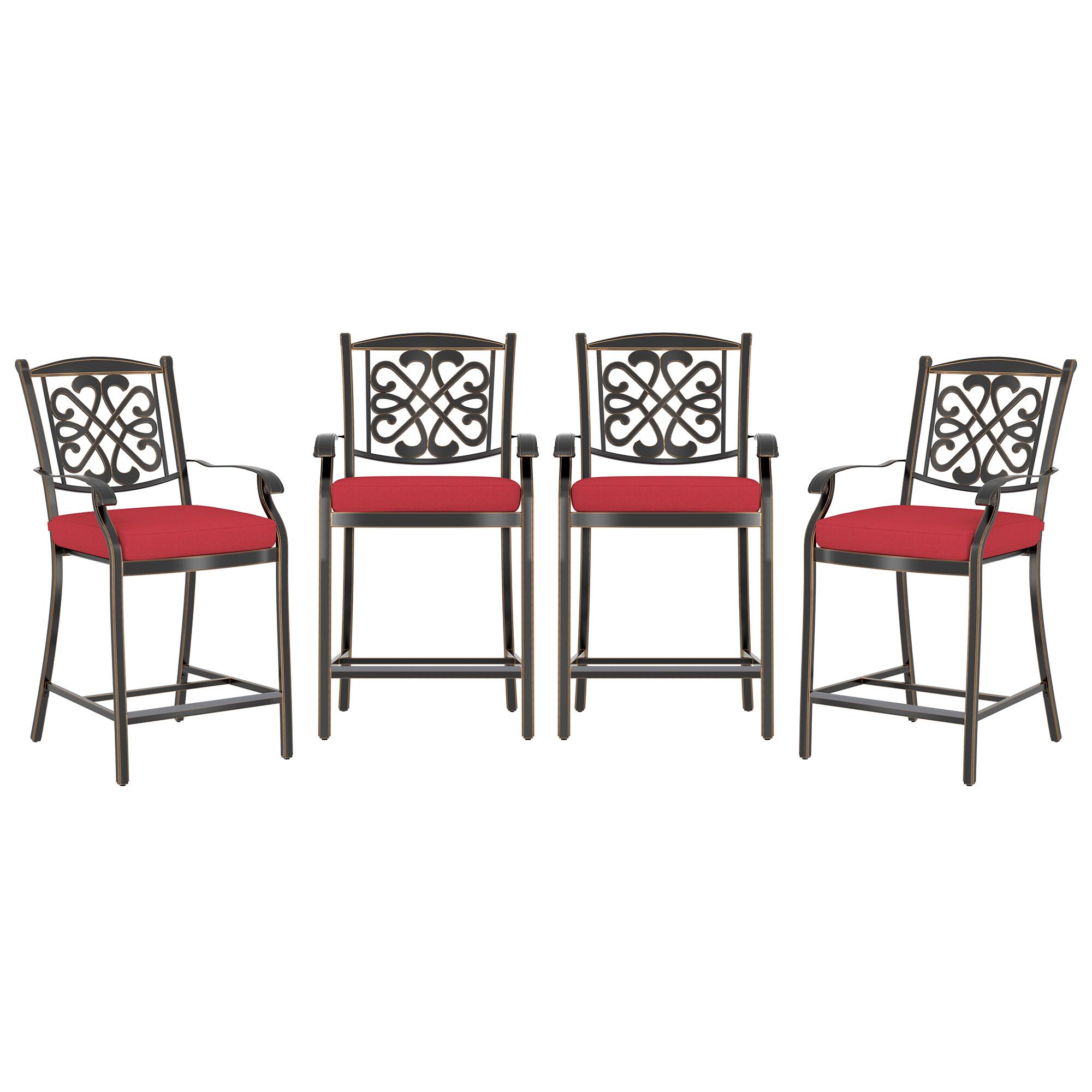 Front. Mondawe - 4-Piece Dining Bar High Chairs - Black+Red.