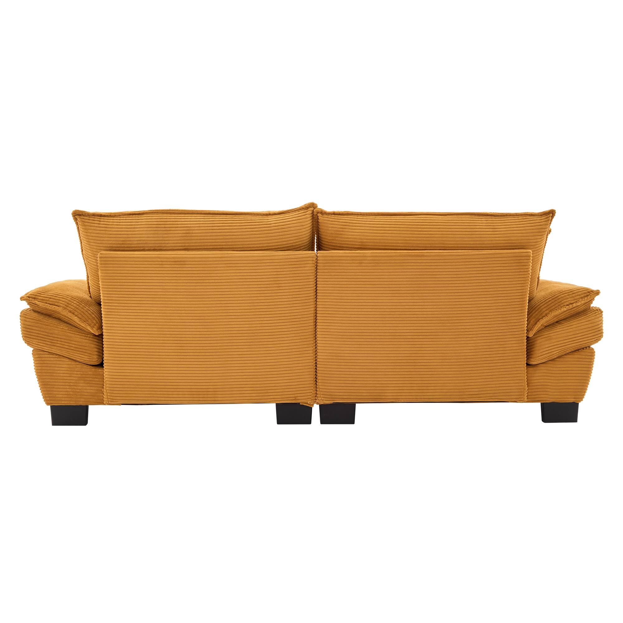 Alt View 2. Tiramisubest - Corduroy Couch Loveseat Sofa with Pillows,Comfy Upholstered Deep Seat Sofa for Bedroom,Living Room,Office-Yellow - Yellow.