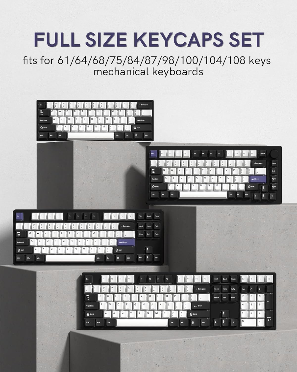 FULL SIZE KEYCAPS SET fits for 61/64/68/75/84/87/98/100/104/108 keys mechanical keyboards