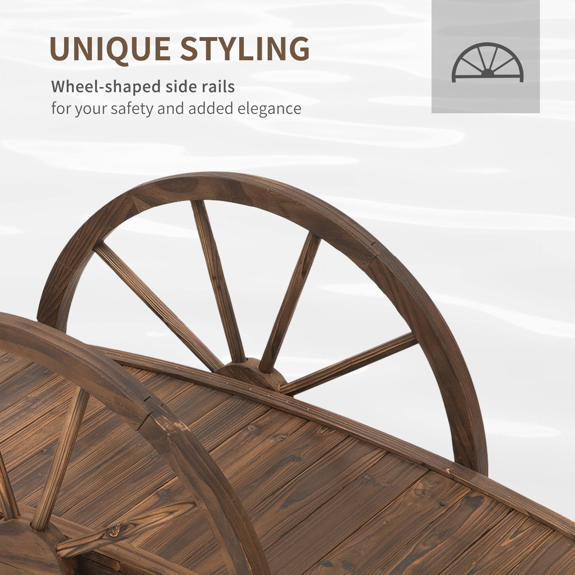 UNIQUE STYLING  
Wheel-shaped side rails for your safety and added elegance