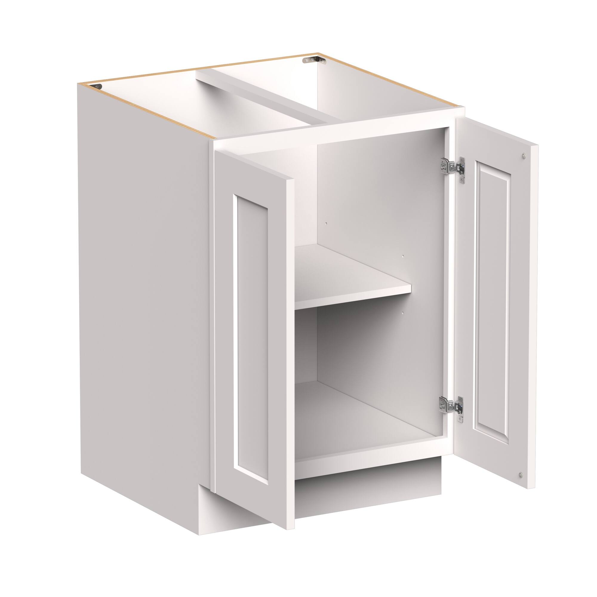 Angle. Boyel Living - 24-in W x 34.5-in H x 24-in D Shaker RTA Kitchen Full Height Door Base Cabinet with Soft-Close - White Shaker.