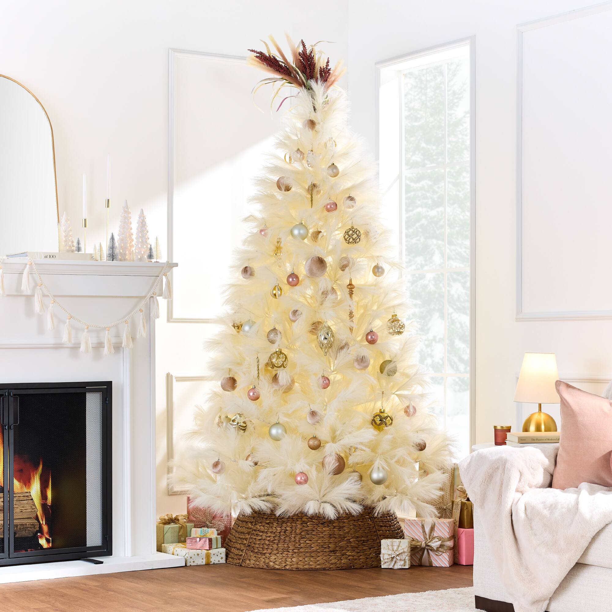 Alt View 1. Best Choice Products - Best Choice Products 7.5ft Premium Artificial Ivory Pampas Christmas Tree Holiday Decor w/ Foldable Metal Base - Ivory.