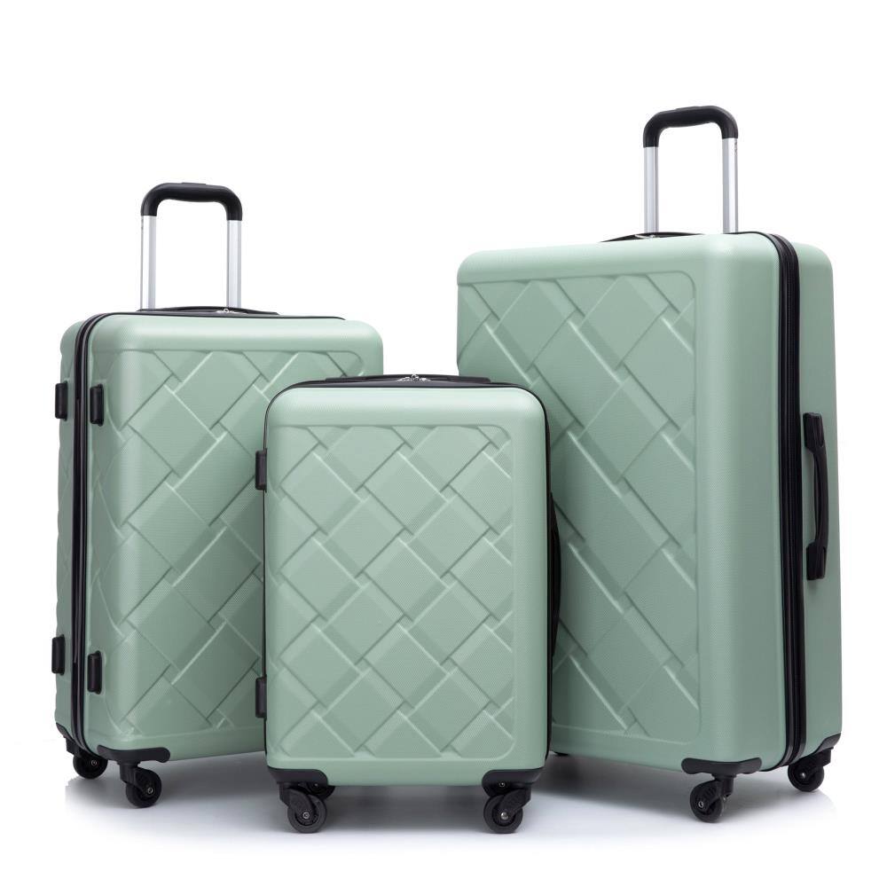 Angle. BreeBe - 8-Piece Hardshell ABS Luggage Set 20/24/28 with Handbag & 4 Storage Bags, Lightweight Durable Spinner Suitcases - Green.