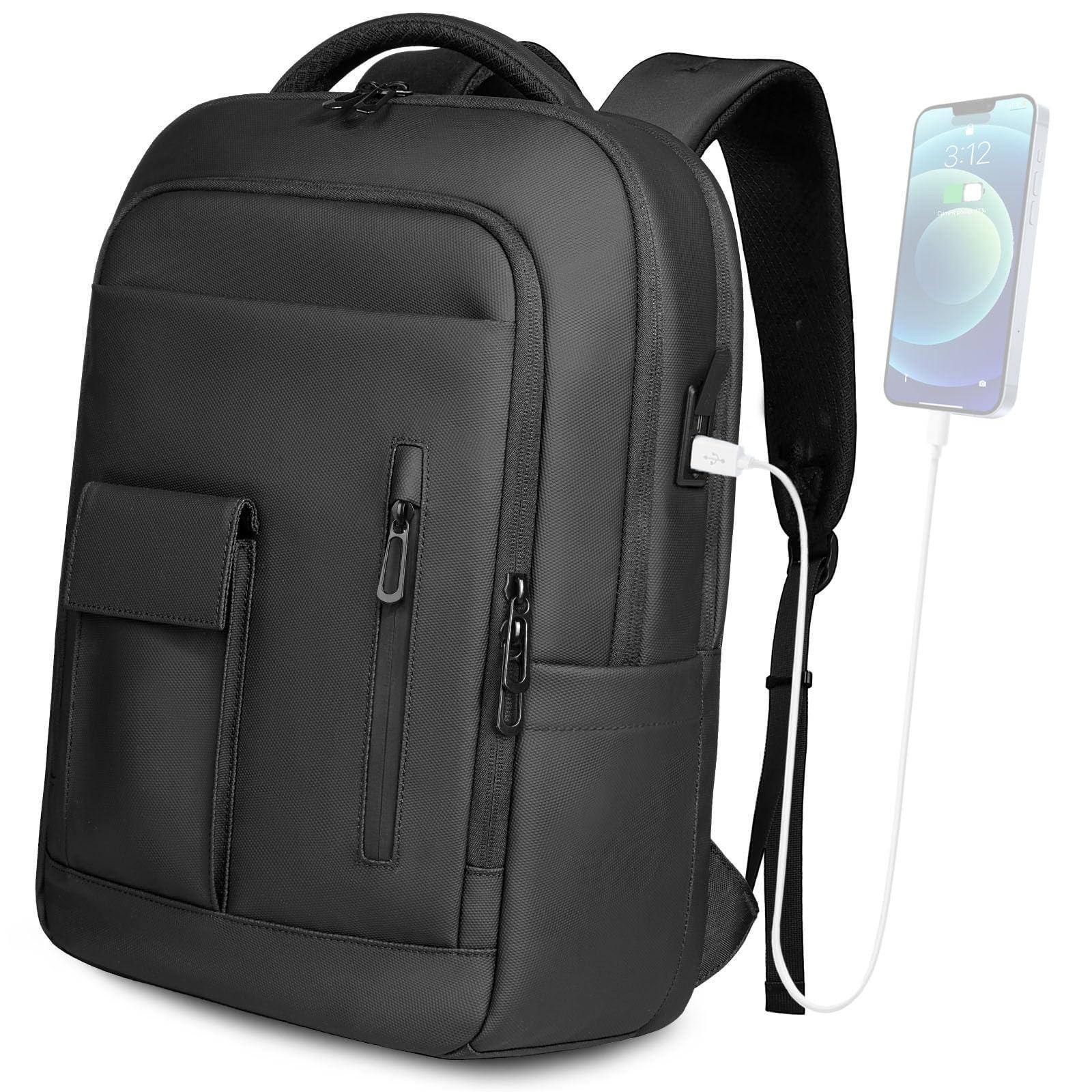 Front. Live At Space - Laptop Backpack For Men Business 16 Inch Computer Bag With Usb Charging Port Water Resistant Travel Daypack Casual - Default.