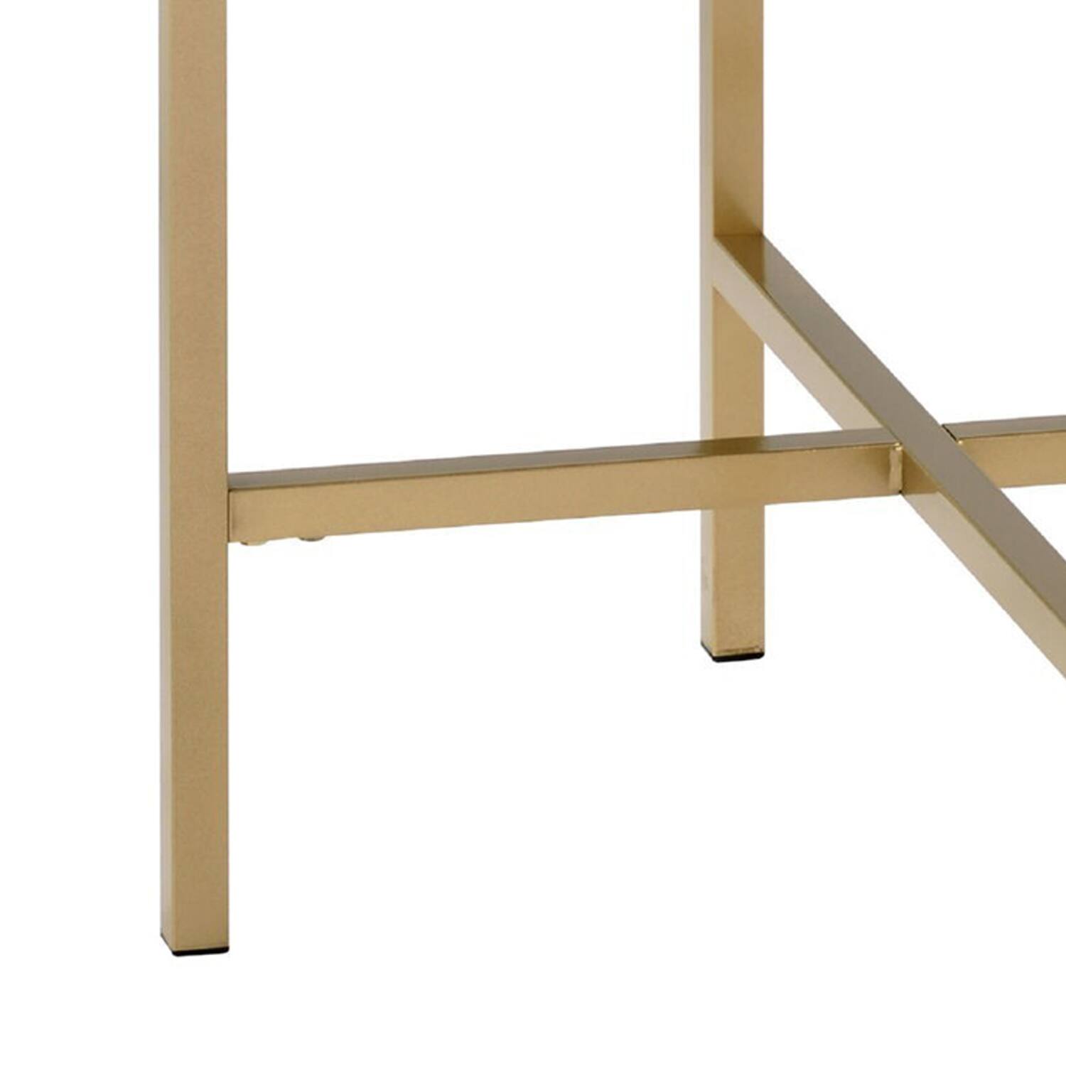 Alt View 3. Manhattan Lane - Kai 22 Inch Wood End Table, Round Tray Top, Metal Accent - Brown.