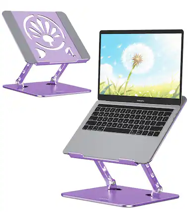 Front. HongFei - Aluminum Laptop Stand for Desk – Adjustable Ergonomic Laptop Riser, Foldable & Portable Holder for 10"-16" Laptops - Purple.