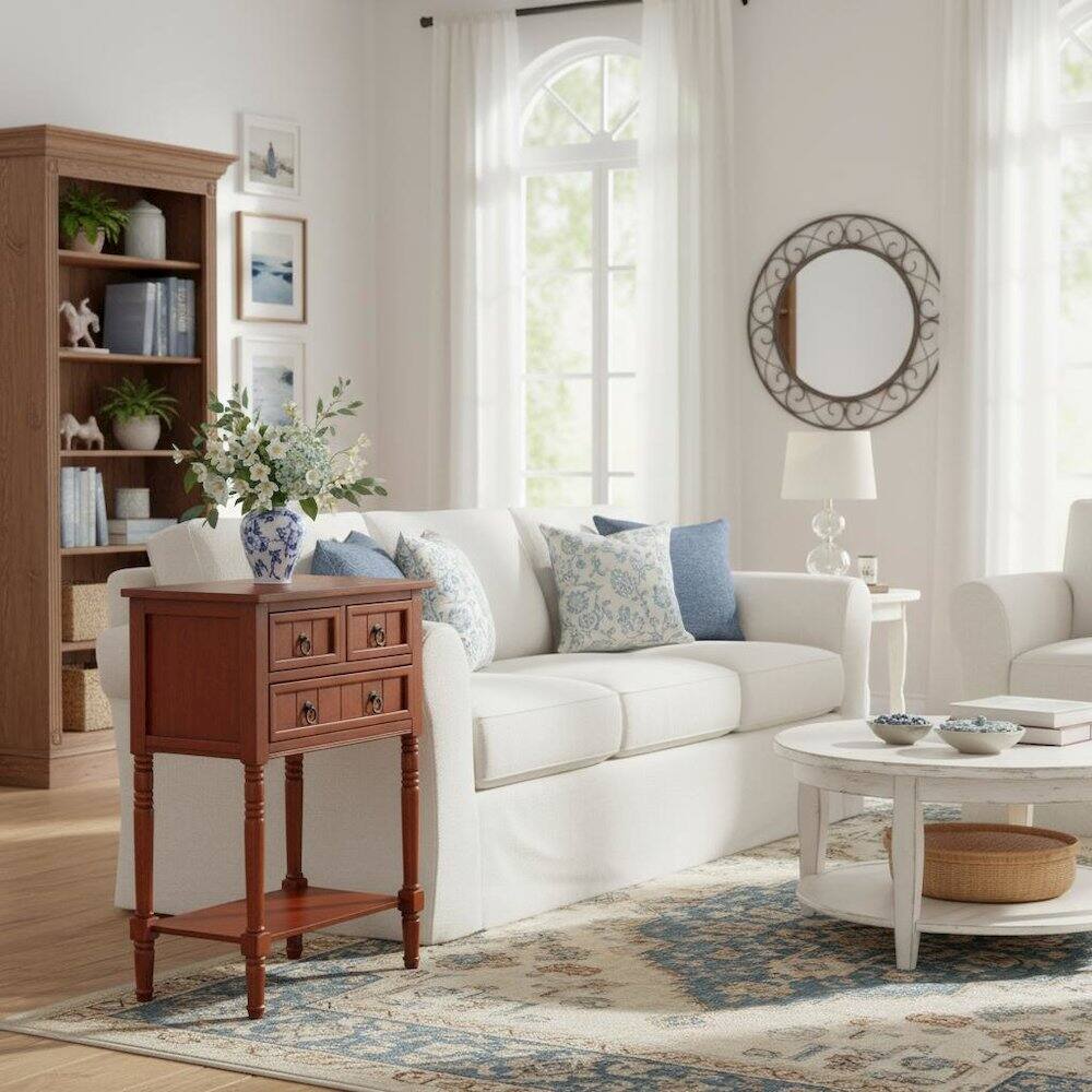 Alt View 1. FurniFact - Entryway Hall Table, Cherry - Cherry.