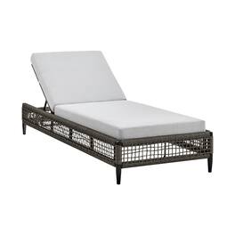 Armen Living - Alegria Outdoor Patio Adjustable Chaise Lounge Chair in Aluminum with Gray Rope and Cushions - Light Gray