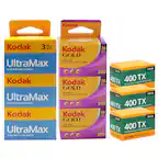 Kodak UltraMax
Film for Color Prints
36 EXP 400
Kodak Gold
Film for Color Prints
36 EXP 200
Kodak 400 TX
Tri-X 400 Black & White Negative Film
135-24
Kodak 400 TX
Tri-X 400 Black & White Negative Film
135-24
Kodak 400 TX
Tri-X 400 Black & White Negative Film
135-24
Kodak Professional
400 TX
Tri-X 400 Black & White Negative Film
135-24