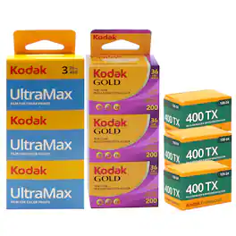 Kodak - GOLD 200 & UltraMax 400 Color Negative, 3 Pk + 3x 400TX Tri-X 400 B&W Film