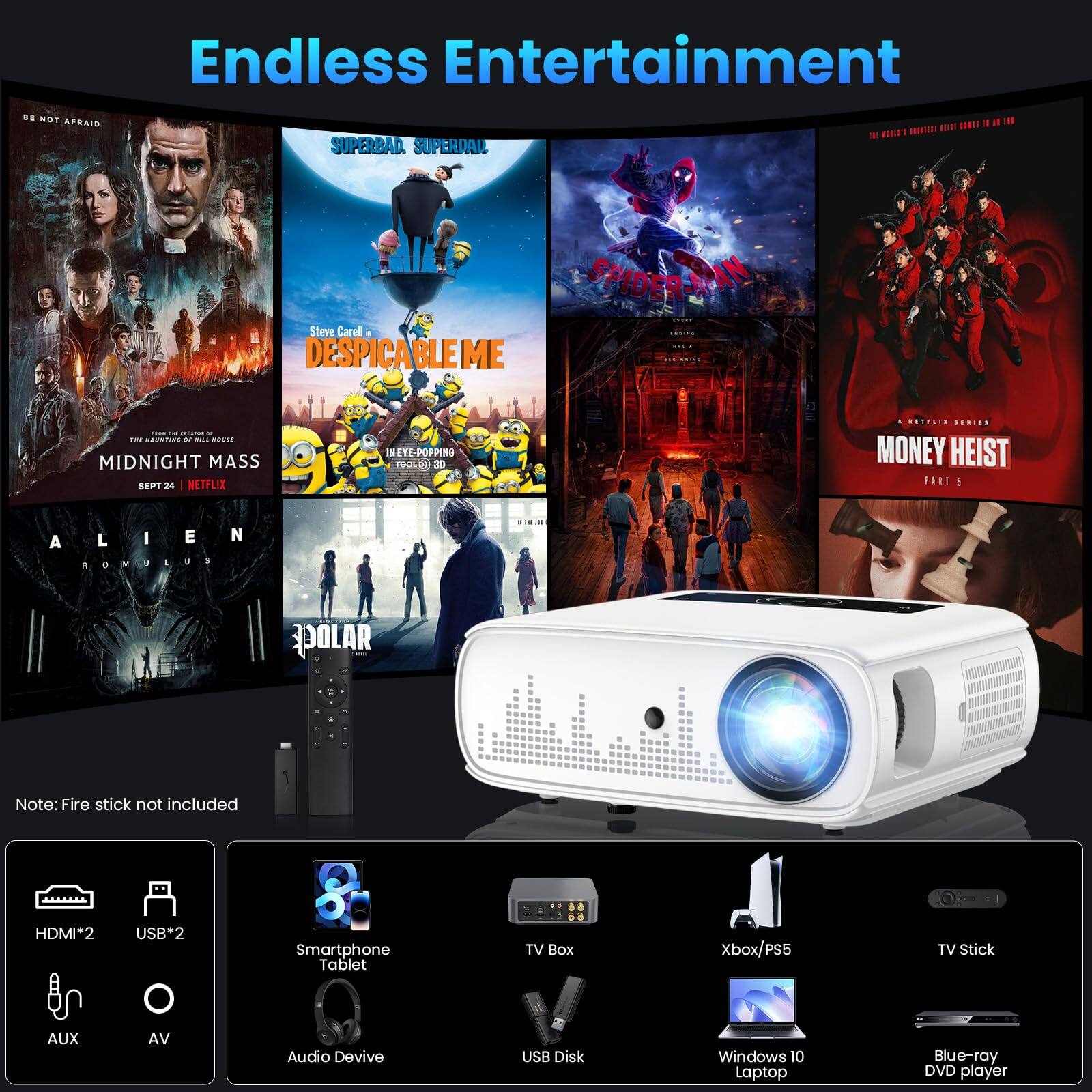 The Best Inks Projector 15000lux 490ansi Native 1080p Wifi 300